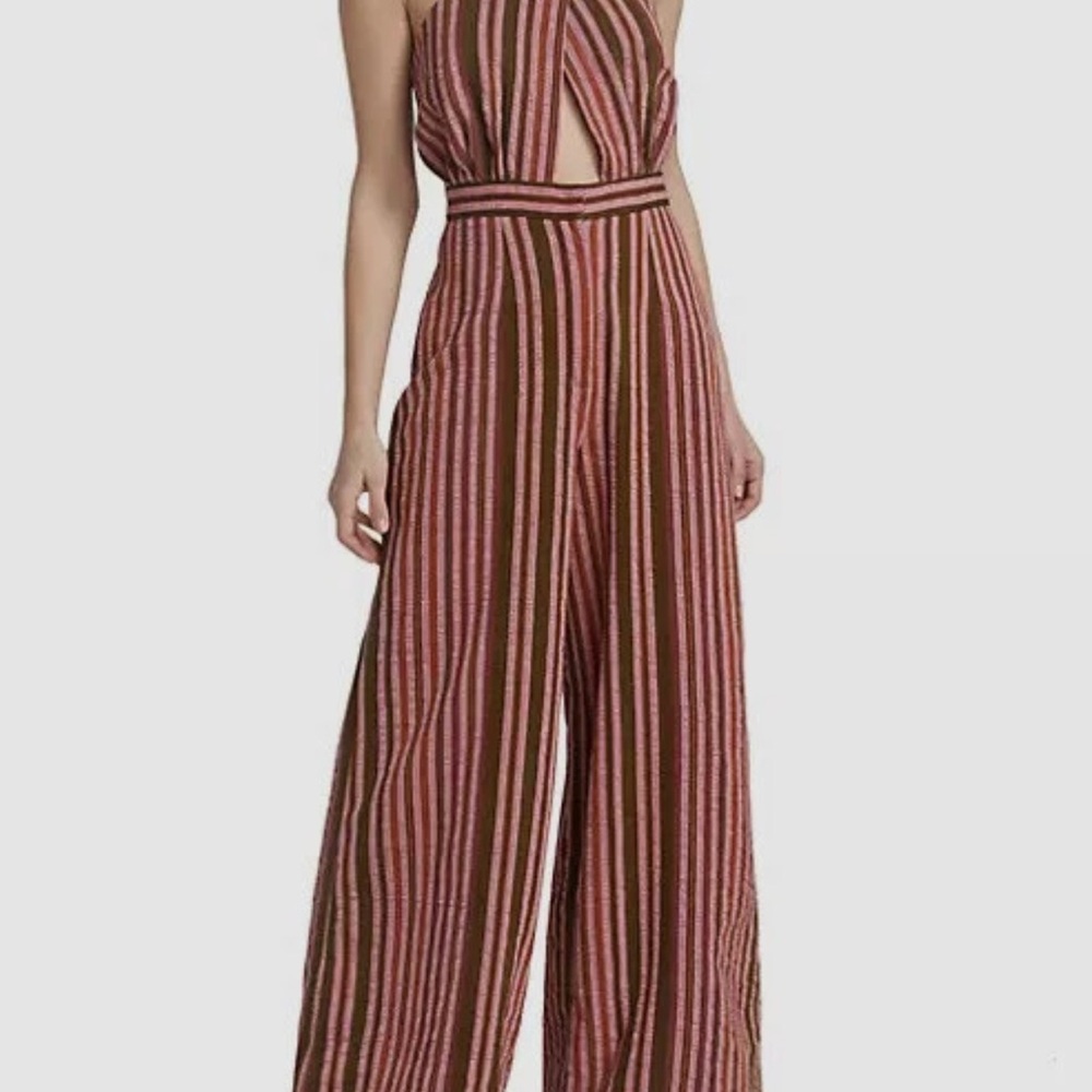 Studio 189 Striped Pink and Olive green Jumpsuit